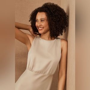 BHLDN Beckett Satin Charmeuse Maxi Dress in Champagne